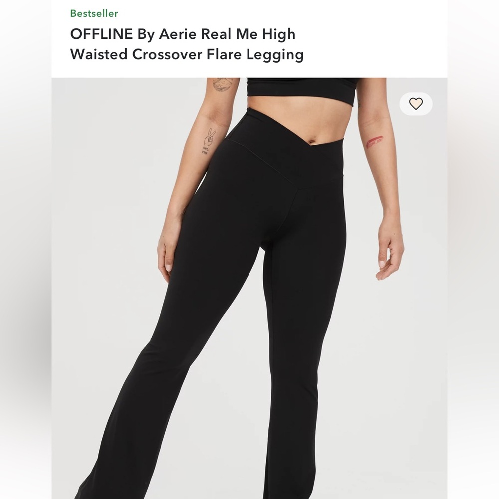 Aerie Black Hi-Rise Flare Crossover Leggings